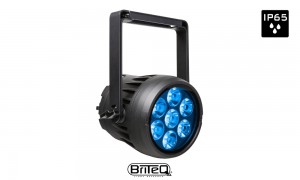 BRITEQ BTI-AKKUBEAMER Projecteur LED 7x10W RGBL LEDS, DMX, W-DMX, angle de faisceau 14°, accu, IP65