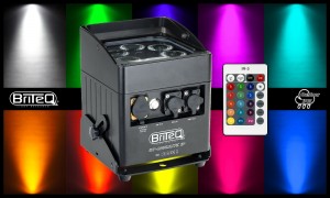 BRITEQ BT-AKKULITE IP Projecteur LED d'extérieur 6x10W RVB, blanc et ambre