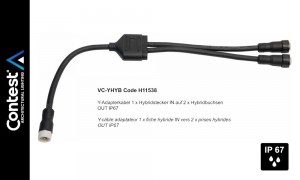 CONTEST VC-YHYB Câble adaptateur hybride en Y, 1 x IP67/OUT vers 2 x IP67/IN