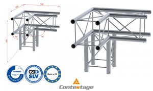 CONTESTAGE DECO22Q-AG02 Angle 90° - 3 directions, finition ALU