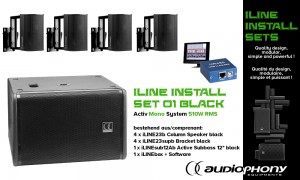 AUDIOPHONY iLINE INSTALL SET 1 BLACK - Systéme mono actif 510W, DSP