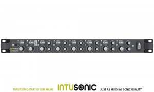 INTUSONIC IntuWorx™ DLA26 Distributeur/répartiteur 2 entrées stéréo vers 6 sorties stéréo avec entrée prioritaire pour système d'annonce d'urgence, jack 6,3 mm, Euroblock
