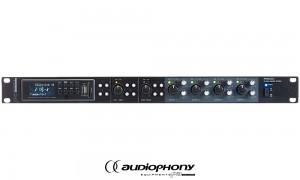 AUDIOPHONY PMX34 Mixeur 2 entrées stéréo micro/ligne, Routing, 4 sorties indépendantes, Lecteur USB/SD, FM, Bluetooth, Connexion pour poste d'interphonie, Prises Phoenix, 19"/1U