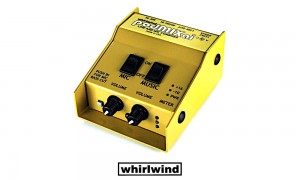 WHIRLWIND podMIXAi DI-Box/Mixer actif mixe un signal micro et un signal stéréo - sortie signal mono au niveau micro/ligne, Groundlift, Mic/Line on/off, minijack stéréo 3.5mm-XLR/M