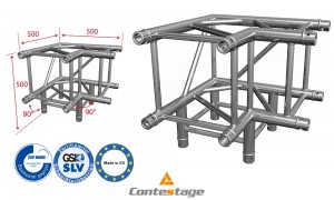 CONTESTAGE QUATRO-A02 heavy-duty Angle 90°, 3 Directions, finition ALU