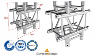 CONTESTAGE QUATRO-A04 heavy-duty Angle 90°, 4 Directions, finition ALU