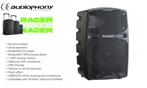 AUDIOPHONY RACER80/F5 Système sonorisation mobile 80W RMS avec Mediaplayer/BT/UHF-Receiver