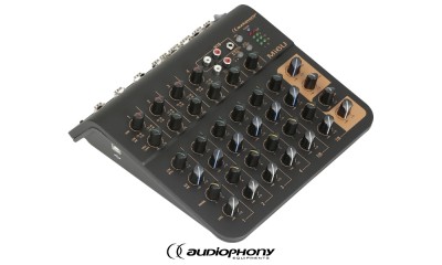 AUDIOPHONY Mi6U Mixer avec 4 entrées micro/ligne et 2 entrées ligne stéréo, canal stéréo USB/RCA supplémentaire commutable sur Master