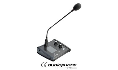 AUDIOPHONY DZ-MICDESK Poste d'interphonie avec écran LCD rétroéclairé, micro à condensateur à col de cygne, volume, gestionnaire de zones