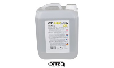 BRITEQ BT-HAZELIQ5 OIL BRITEQ BT-HAZELIQ5 OIL liquide pour Hazer/Fazer. Brume translucide à dispersion rapide avec une longue durée de suspension, prêt à l’emploi, 5 litres