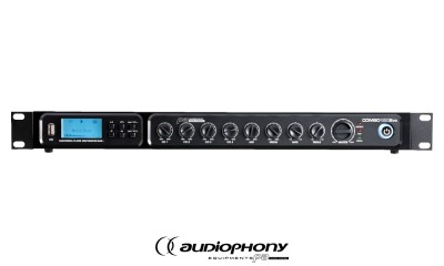 AUDIOPHONY COMBO240EVO 19"/1U Média Ampli/Mélangeur, DAB+/BT/USB/FM, 240W, 70V/100V/4Ω