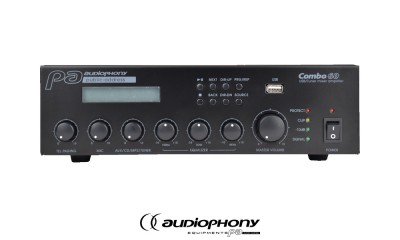 AUDIOPHONY COMBO60 Amplificateur mixeur FM/USB 60W, 100V/8Ω