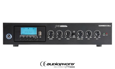 AUDIOPHONY COMBO60EVO Média Ampli/Mélangeur, DAB+/BT/USB/FM, 60W, 70V/100V/4Ω