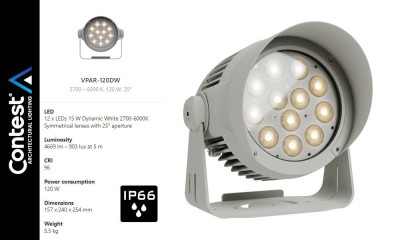 CONTEST VPAR-120DW Projecteur architectural PAR extérieur IP66, Dynamic White CONTEST VPAR-120DW Projecteur architectural PAR extérieur IP66, Dynamic White