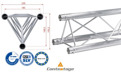 CONTESTAGE DECO22T-PT100 Structure triangulaire 100cm, finition ALU