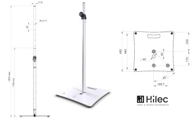 HILEC STICK-SW Pied pour enceinte avec embase lourde carrée - Blanc