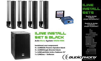 AUDIOPHONY iLINE INSTALL SET 5 BLACK Systéme mono actif 1050W, DSP AUDIOPHONY iLINE INSTALL SET 5 BLACK Systéme mono actif 1050W, DSP