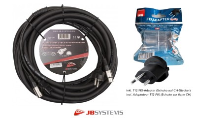 JB SYSTEMS AUDIO Câble combi T12 et fiche IEC avec connecteur XLR 3 broches