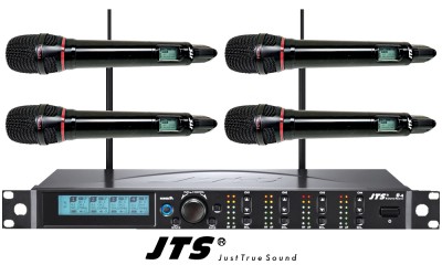 JTS R-4HM4AB-SET Système UHF professionnel, 4 microphones à condensateur, 4-canaux