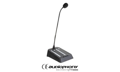 AUDIOPHONY MIC-DESK16M Poste d'interphonie 16 zones, micro à col de cygne, compatible avec Audiophony PREZONE88.
