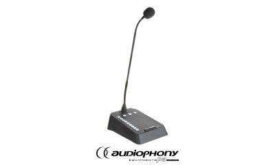 AUDIOPHONY MIC-DESK8M Poste d'interphonie 8 zones, micro à col de cygne, compatible avec Audiophony PREZONE88.
