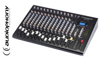 AUDIOPHONY MPX16 Mixeur stéréo avec 12 entrées Mic/Line, 2 entrées ligne stéréo, Bluetooth®, lecteur USB/SD, unité d'effets DSP FX