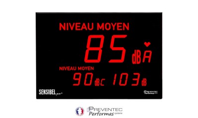 PREVENTEC SENSIBEL PRO+ Affichage niveau sonore  dB(A), dB(C), Lpc et tendance, enregistrement, microphone de mesure, serveur web, support