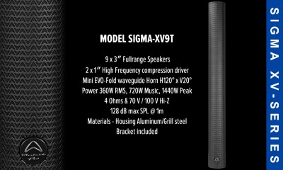 WHARFEDALE PRO SIGMA-XV9T-B Enceinte passive noire, 360W RMS/4Ω/100V