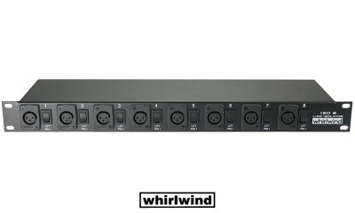 WHIRLWIND ISO-8XLR - Isolateur de niveau ligne 19/1U - 8 entrées XLR/F pour la séparation galvanique des signaux de ligne symétriques/asymétriques, Groundlift, XLR/F-XLR/M