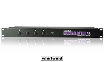 WHIRLWIND MULTISELECTOR 4X - Switcher bidirectionnel high-end pour signaux d'instruments ou d'amplis - commutation totalement silencieuse grâce à optoélectronique, jack-jack 6,3 mm