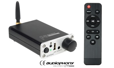 AUDIOPHONY WICASTplay+ Streamer avec services Spotify, Napster, TuneIn, Qobuz, Tidal, Bluetooth®, AUX, mode MultiRoom, USB, app pour iOS-Android, télécommande incluse